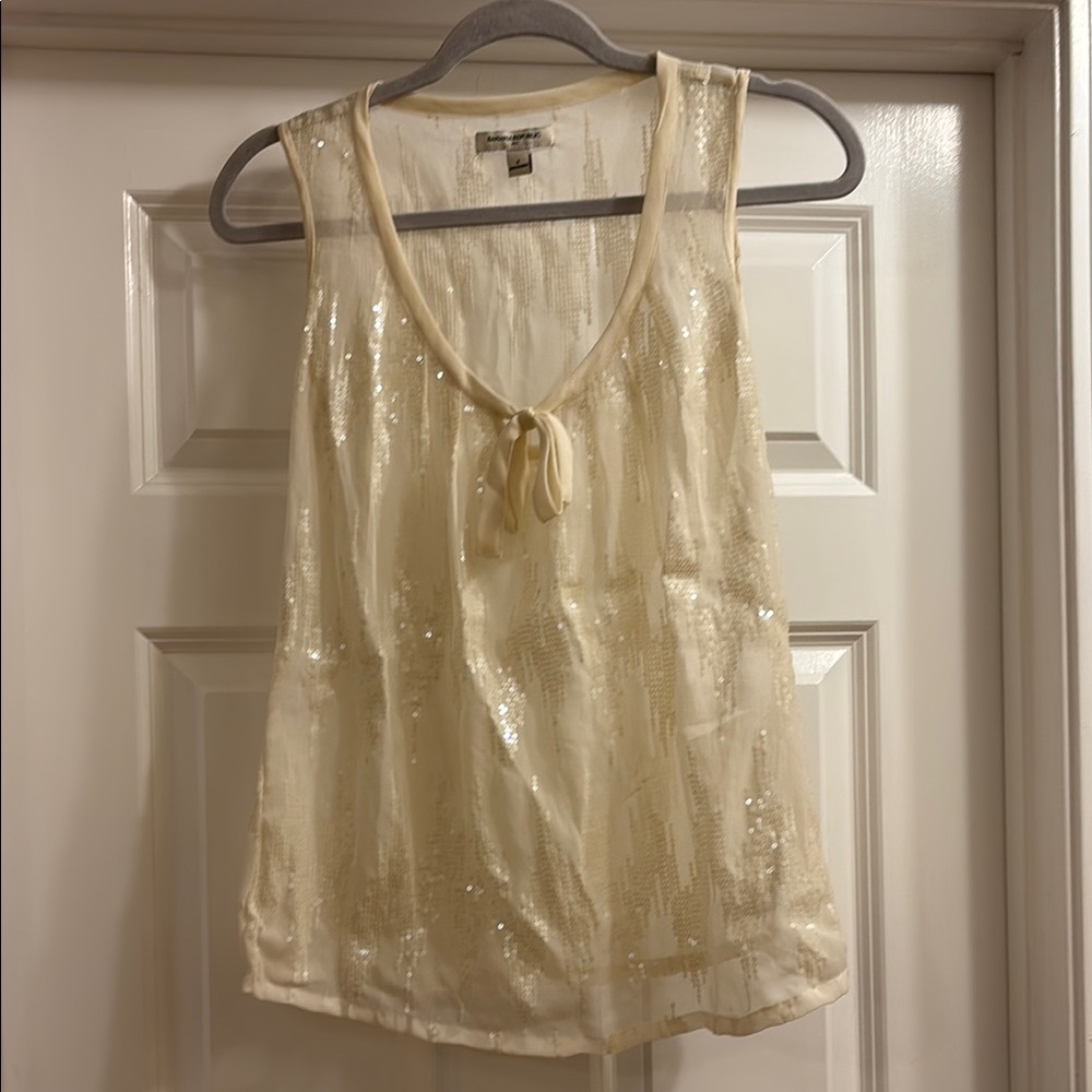 Banana Republic Cream Sequin Tank Top